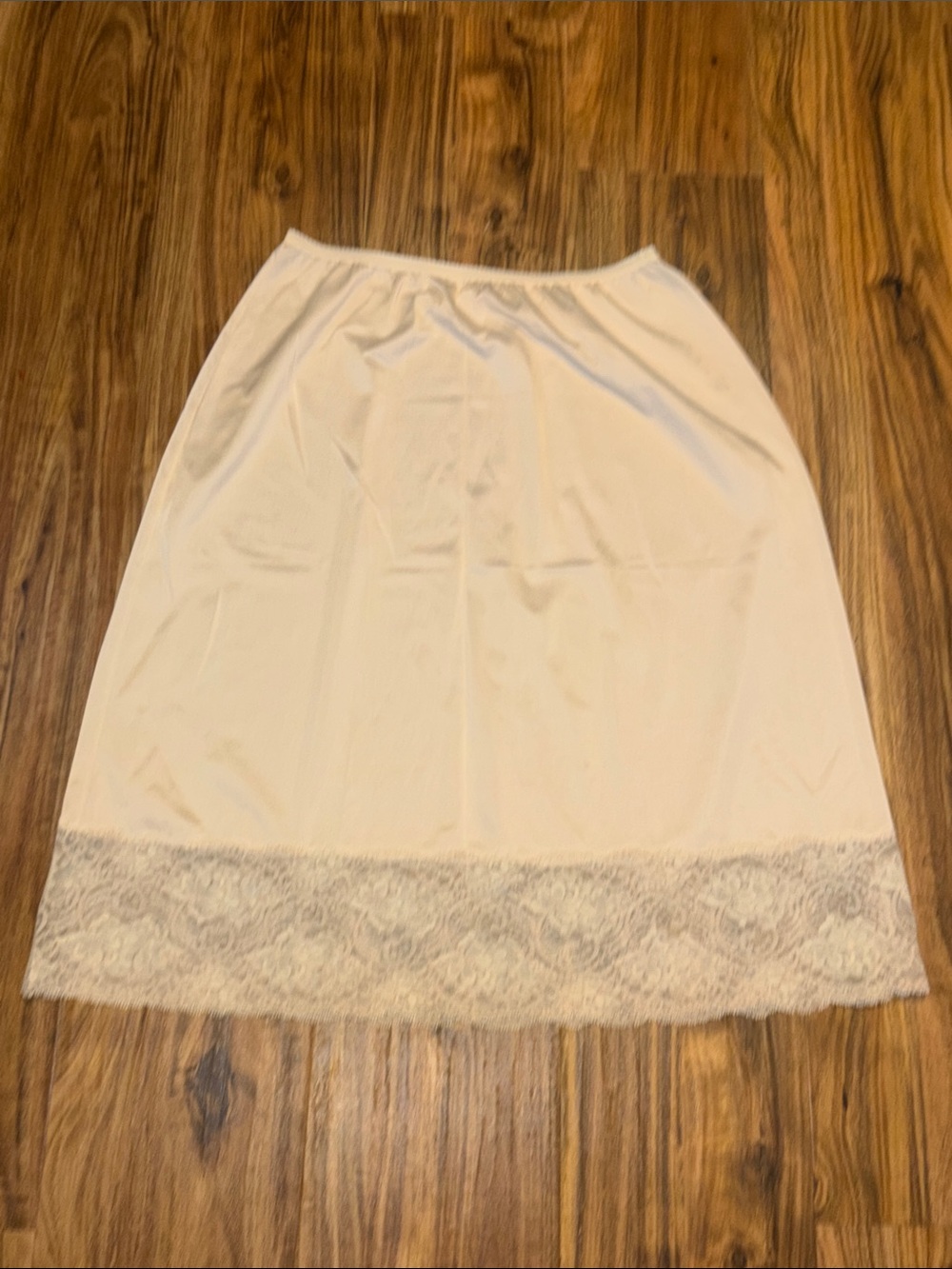 Shadow line women large tall skirt slip intimate light pink cream lace vintage